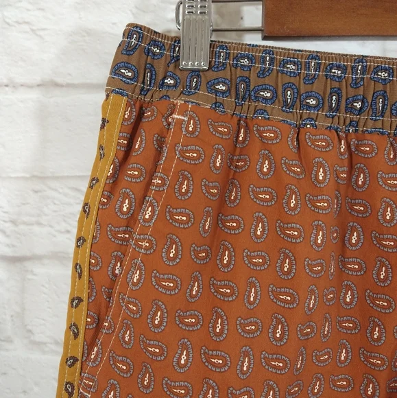 E J.Crew Multi Color Paisley Print 6" Stretch Swim Trunk Shorts NWT Size M - Picture 4 of 11